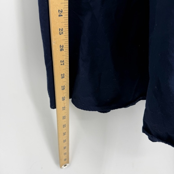 Petite Plume Navy blue Twill Margaux Dress in 100% cotton ruffle sleeves sz S - Picture 9 of 13